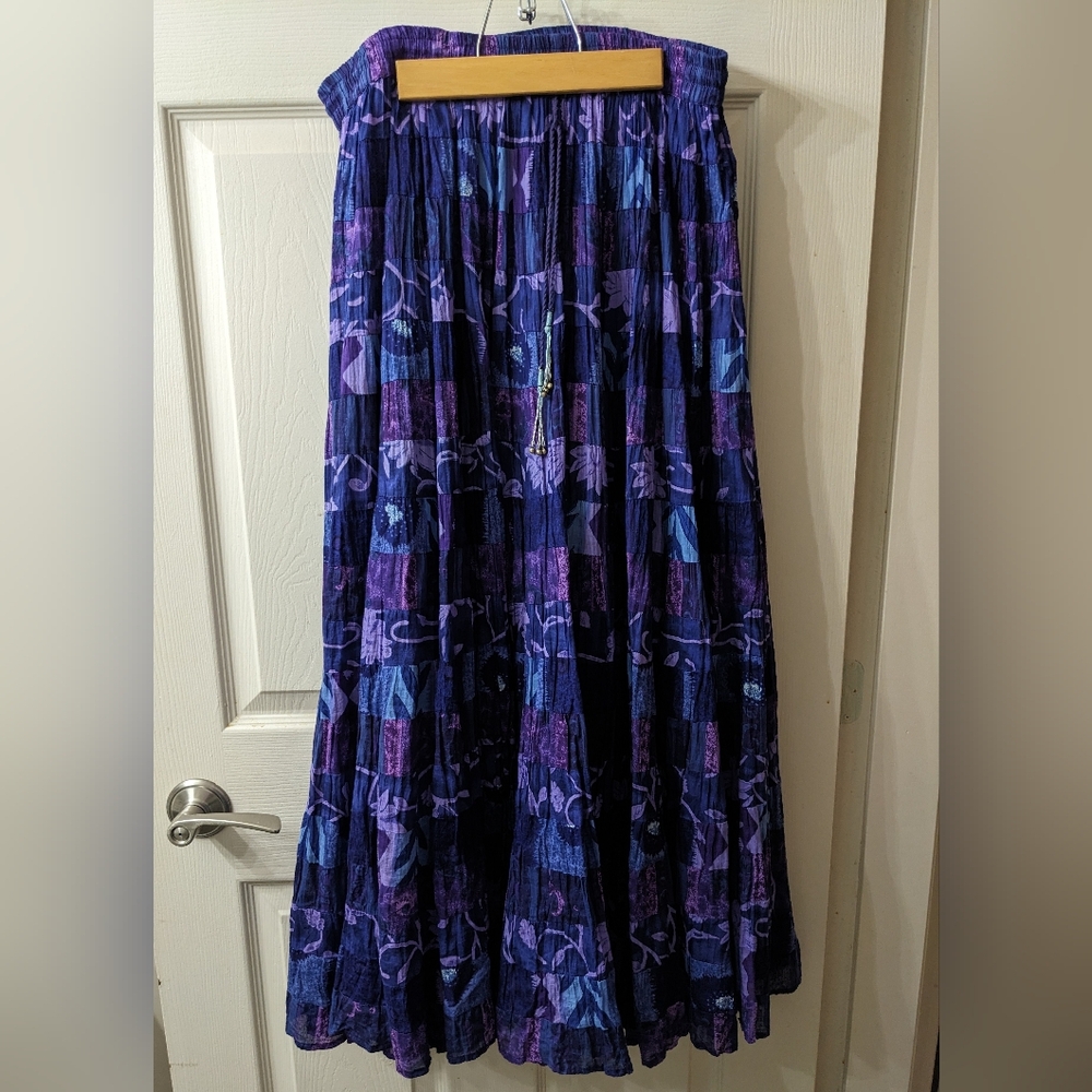 Vintage Patchwork Broomstick Skirt One Size